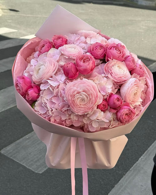 Pink Perfection - Ranunculus & Hydrangea Bouquet
