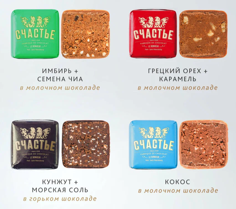 Praline candies, 4 pieces (Set No. 4), 200 g.