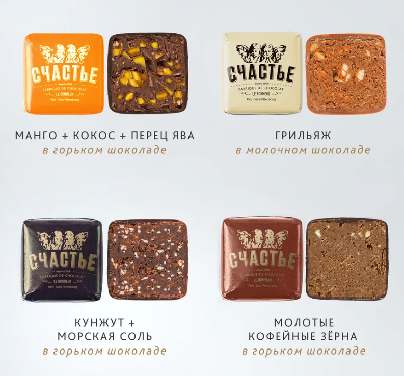 Praline candies, 4 pieces (Set No. 1), 200 g.