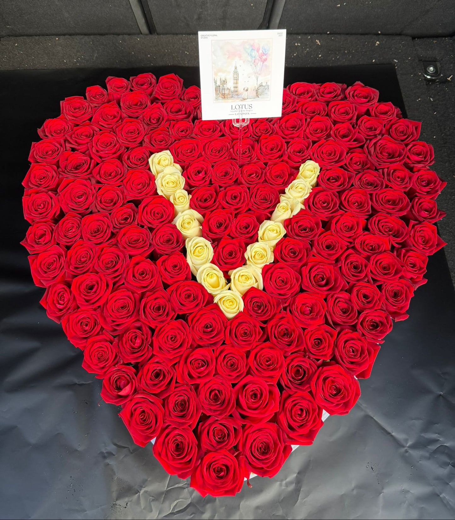 150 Red Roses in a Heart Shape