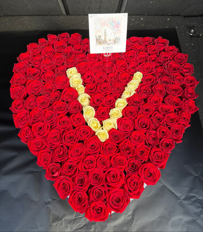 150 Red Roses in a Heart Shape
