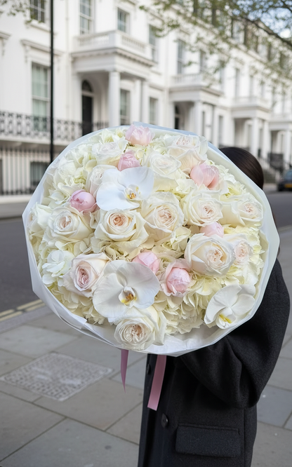 Ivory Cloud - Hydrangea, Roses & Orchid Bouquet